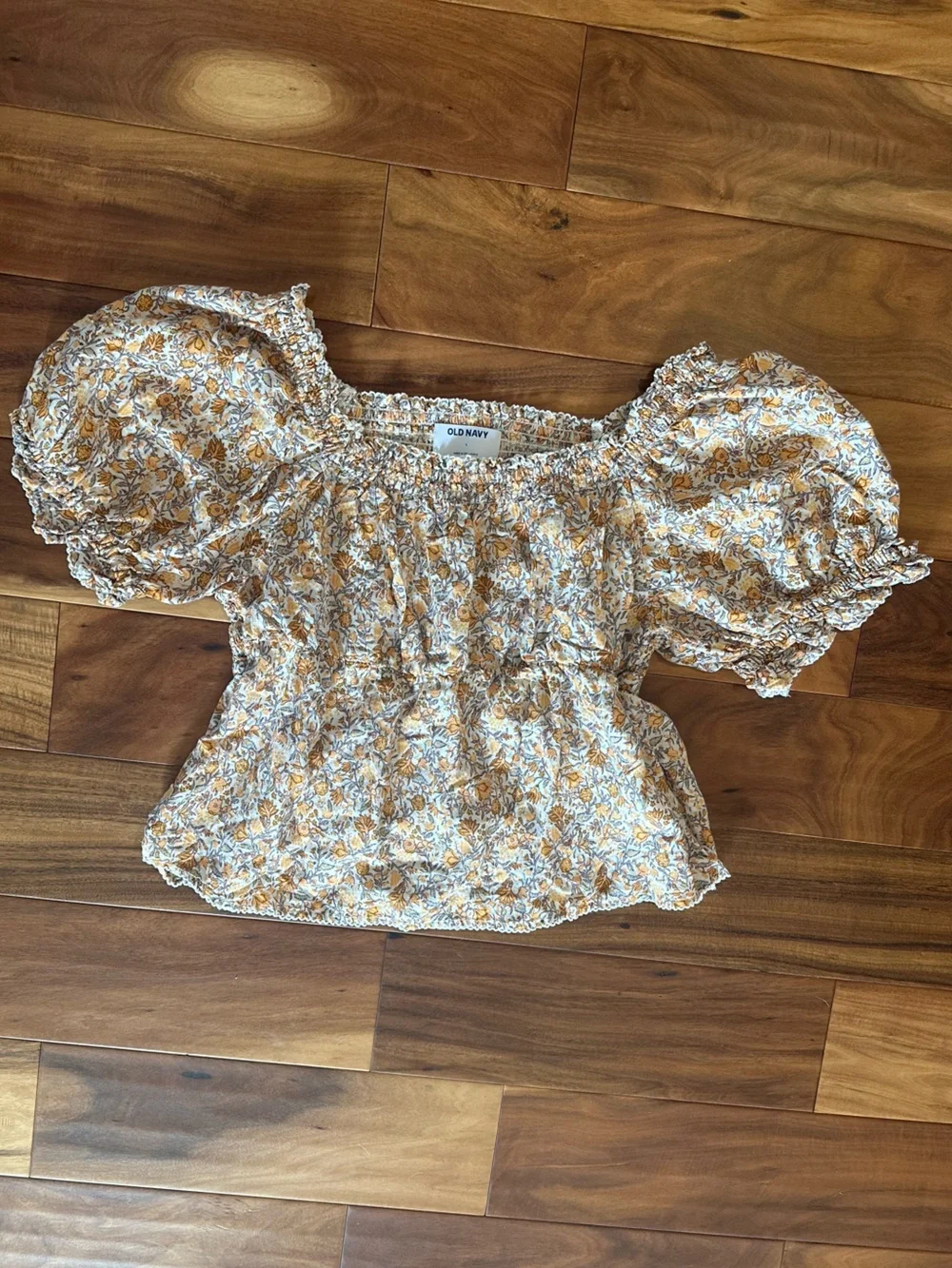 Old Navy Floral Puff Sleeve Smocked Top size Large